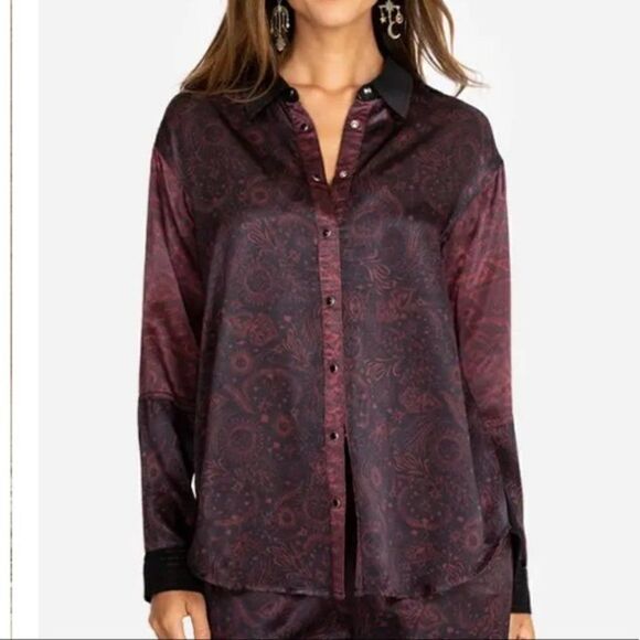 Johnny Was Button Down Top “Asteria Viper" Print Oversized NWOT Size Sm… - Picture 1 of 8